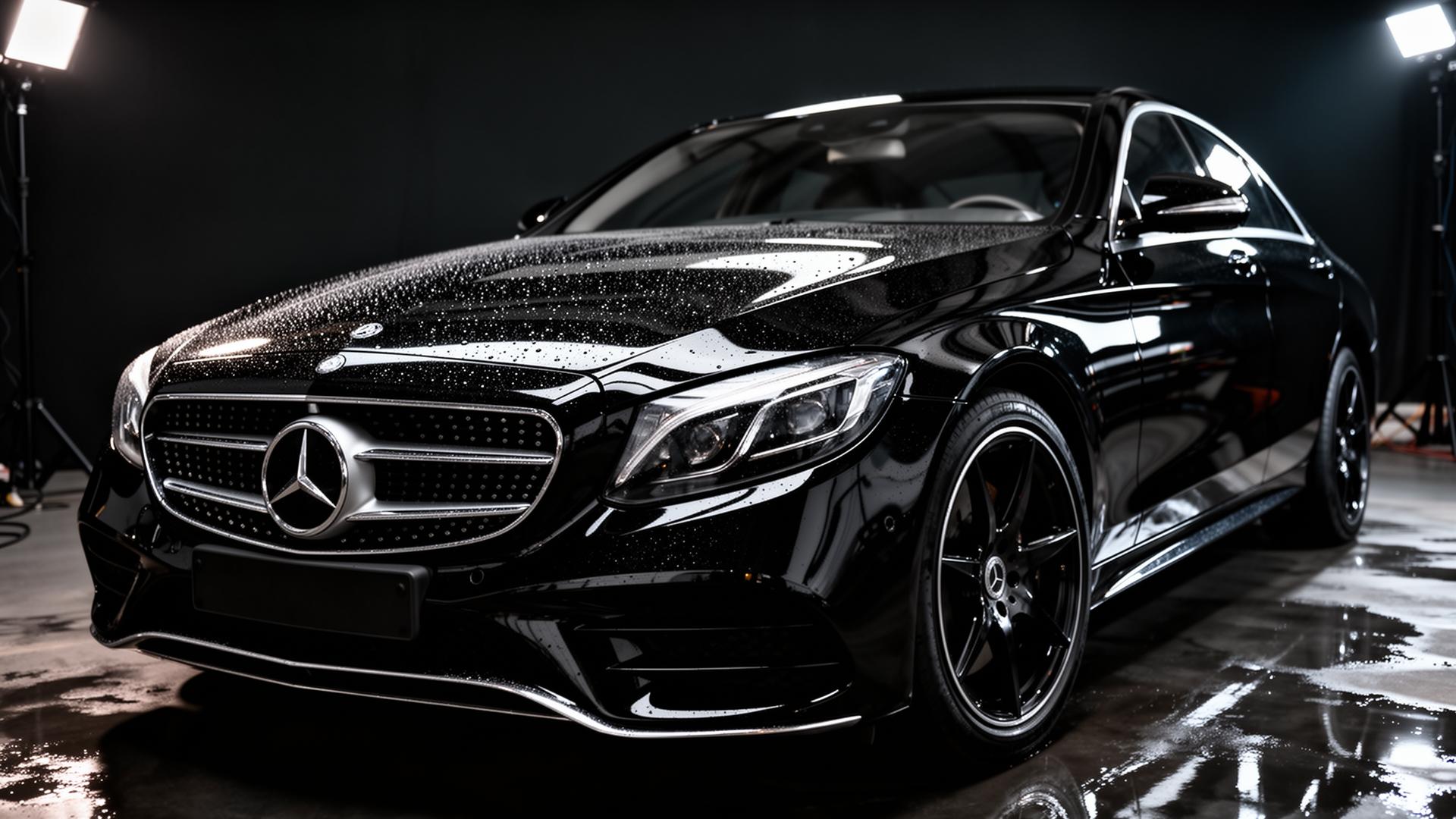 Freshly detailed luxury car with mirror finish